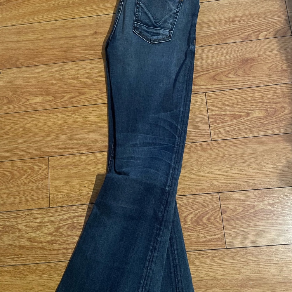 Hudson Mia Blue Flare Wide Leg Jeans with Classic Indigo Wash